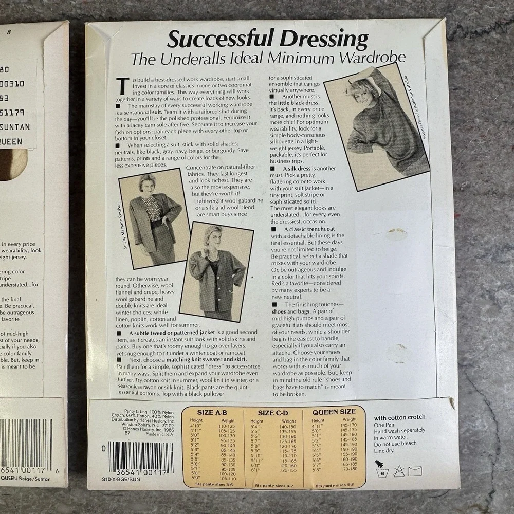 UNDERALLS Vintage Set Of 2 Pantyhose Nylons Queen-size Beige Panty Suntan Legs